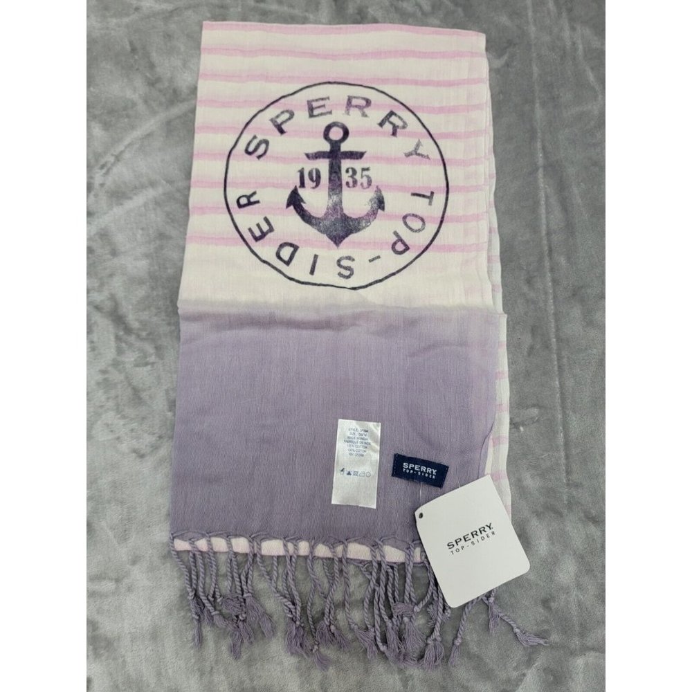 Sperry Top-Sider Nautical boating cruise sheer Scarf purple pink 70x18 fringed